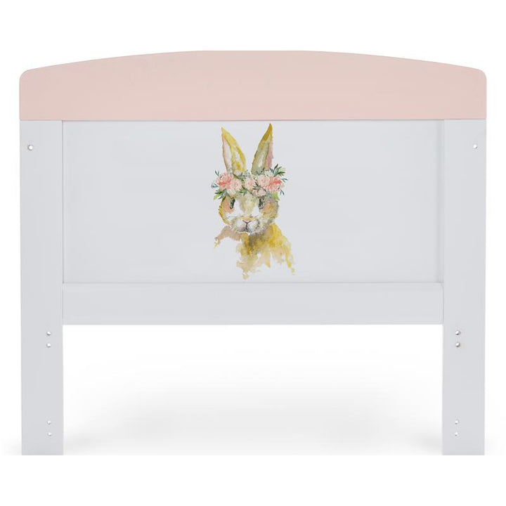 Obaby Grace Inspire Cot Bed & Underdrawer, Water Colour Rabbit Pink
