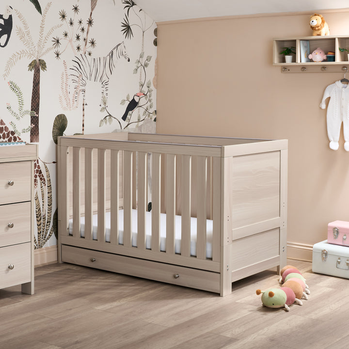 Obaby Nika Cot Bed & Under Drawer - Aspen