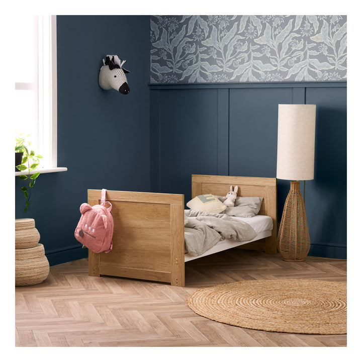 Obaby Nika Cot Bed - Oak & White toddler bed mode