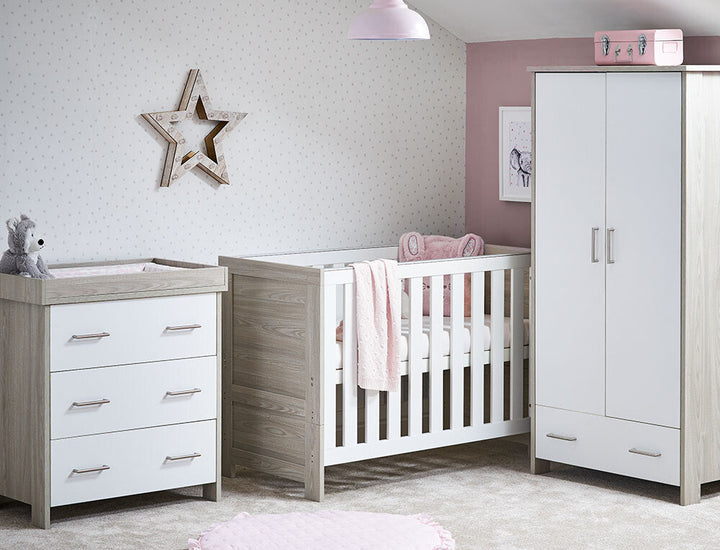 Obaby Nika Mini 3 Piece Room Set - Grey Wash & White