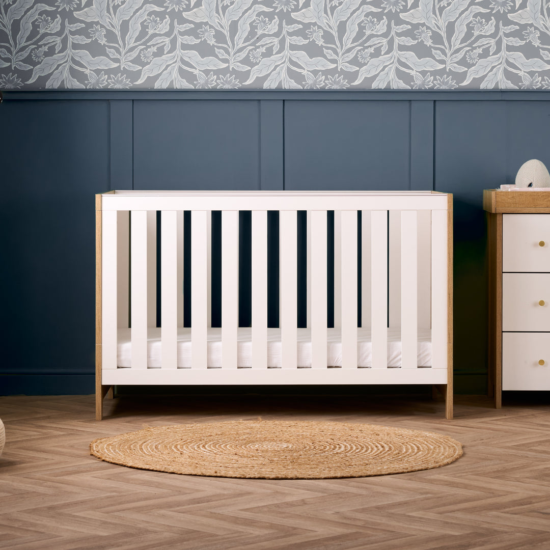 Obaby Nika Cot Bed - Oak & White