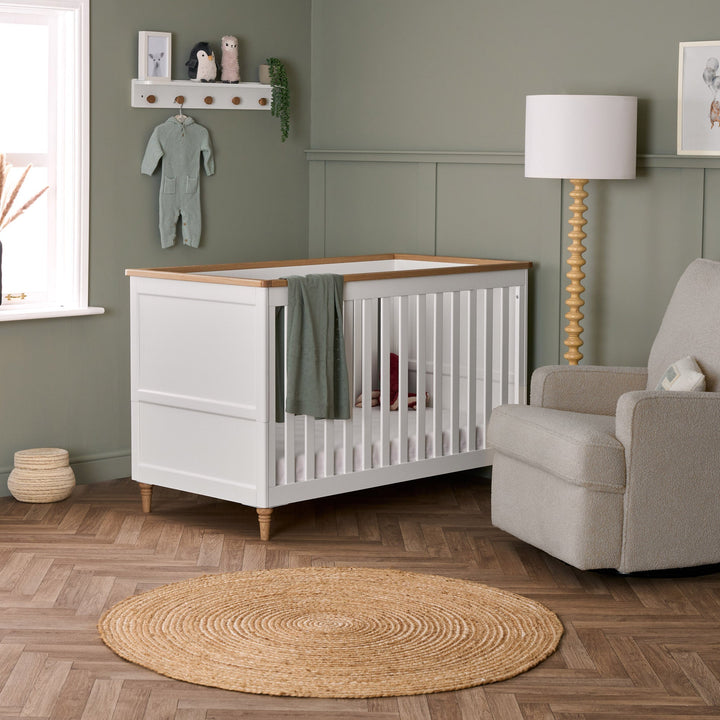 Obaby Orla Cot Bed - White & Natural lifestyle