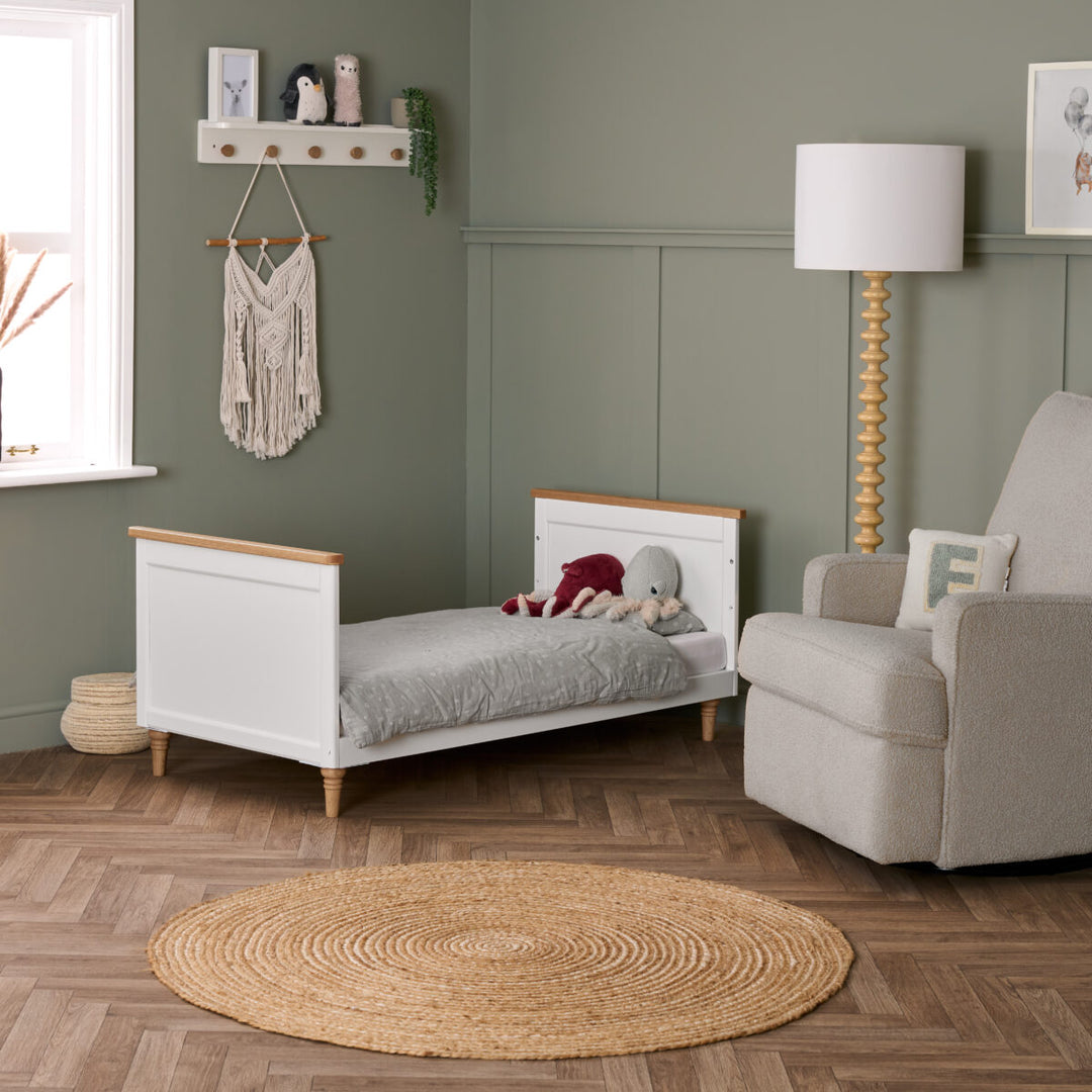 Obaby Orla Cot Bed - White & Natural toddler bed mode