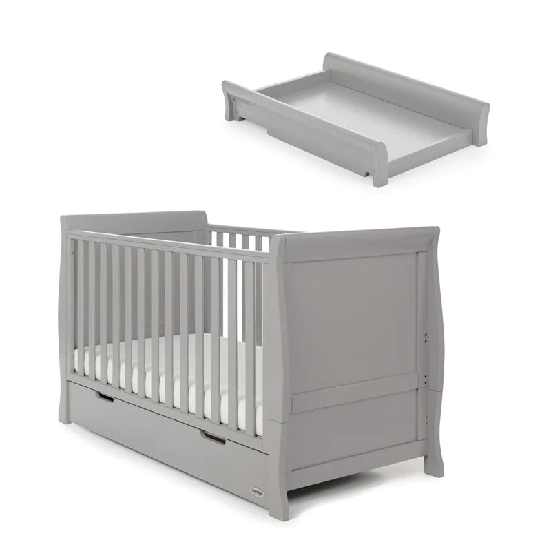Obaby Stamford Classic Cot Bed & Cot Top Changer, Warm Grey