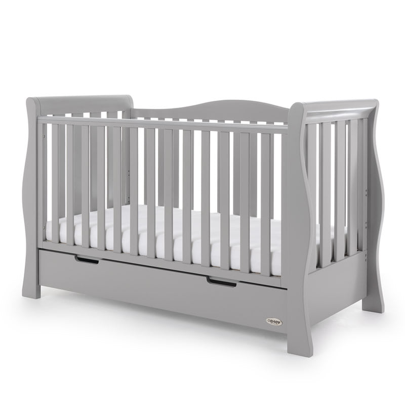 Obaby Stamford Luxe Cot Bed + Moisture Management Mattress, Warm Grey