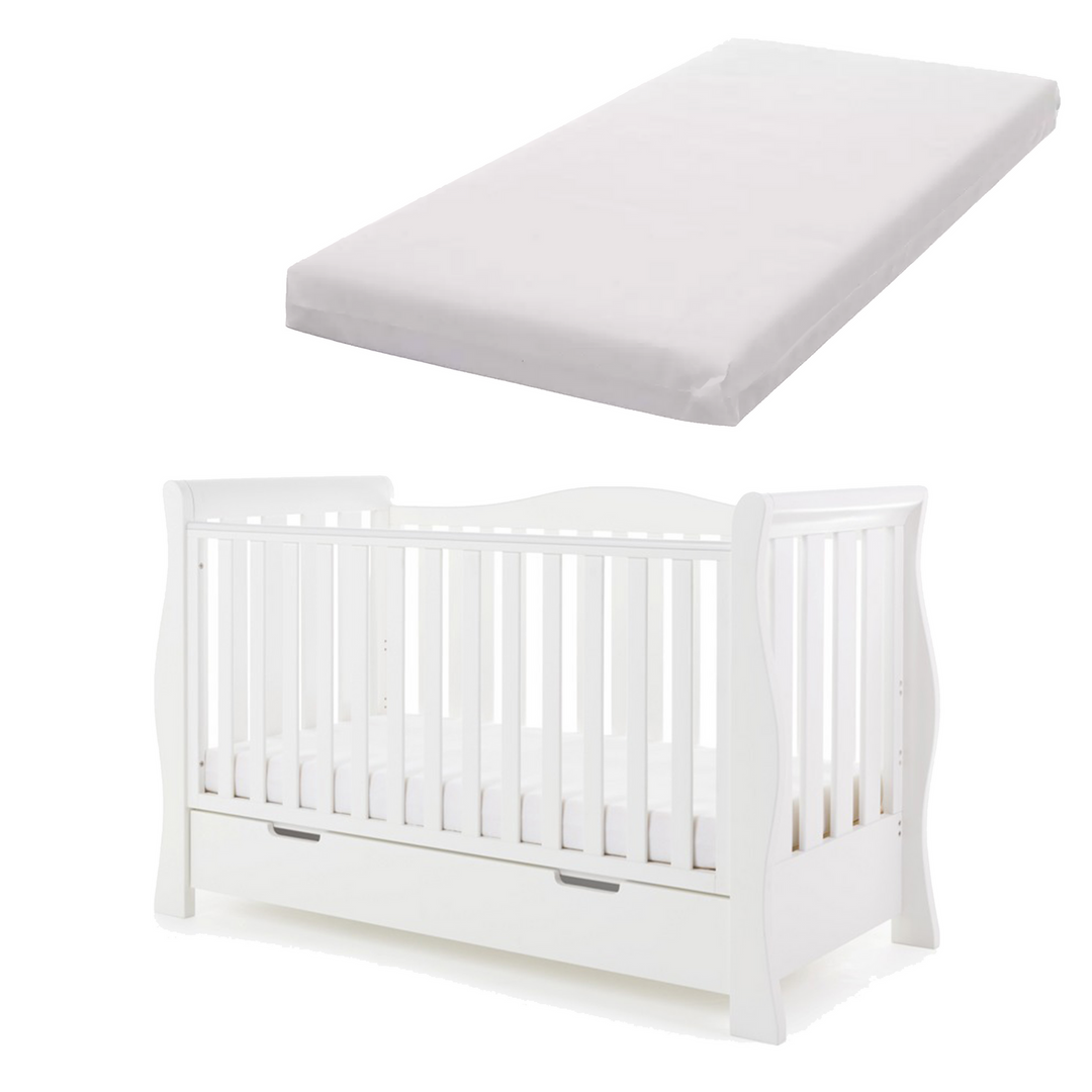 Obaby Stamford Luxe Cot Bed + Moisture Management Mattress, White
