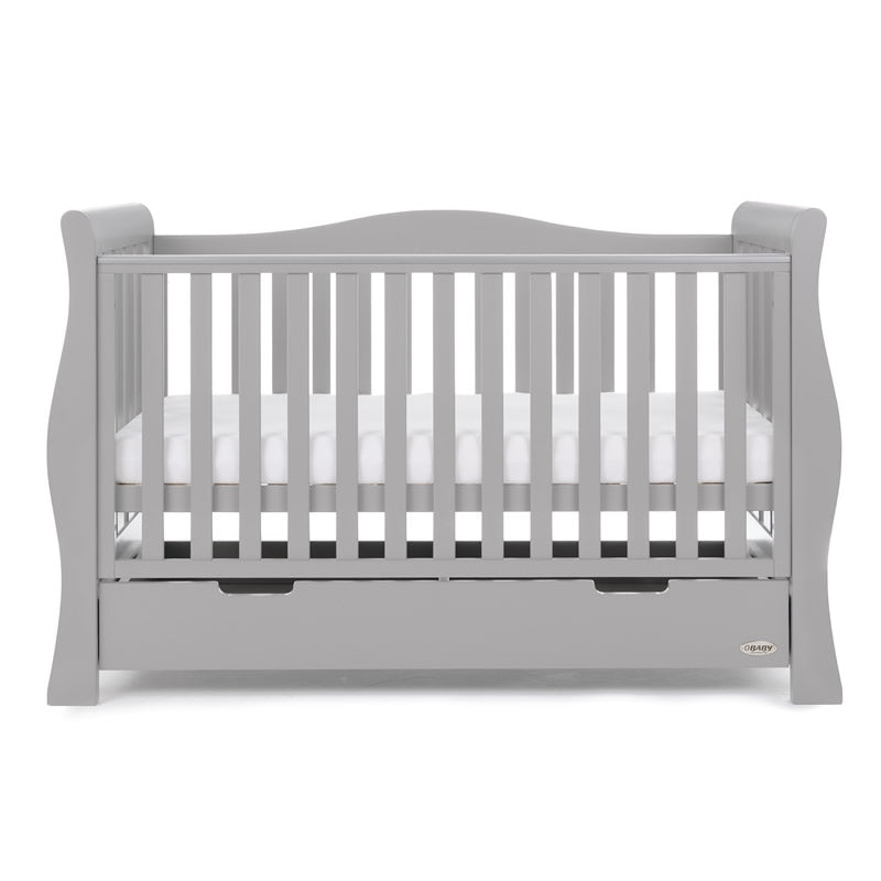 Obaby Stamford Luxe Sleigh Cot Bed, Warm Grey