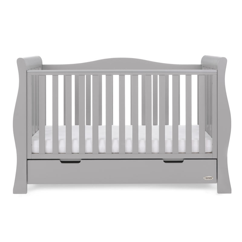 Obaby Stamford Luxe Sleigh Cot Bed, Warm Grey