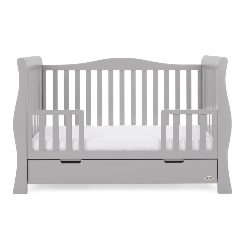Obaby Stamford Luxe Sleigh Cot Bed, Warm Grey