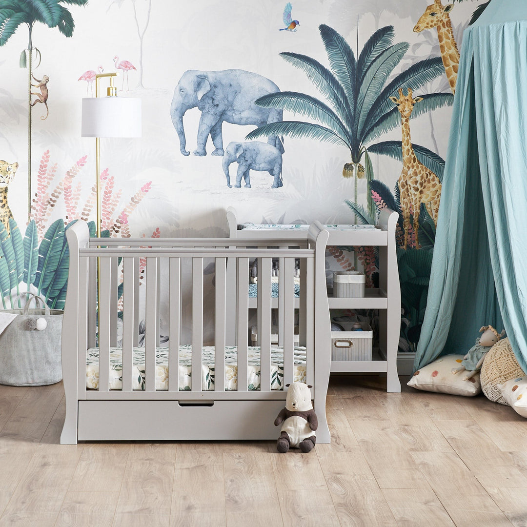 Obaby Stamford Space Saver Sleigh 2 Piece Room Set in Warm Grey