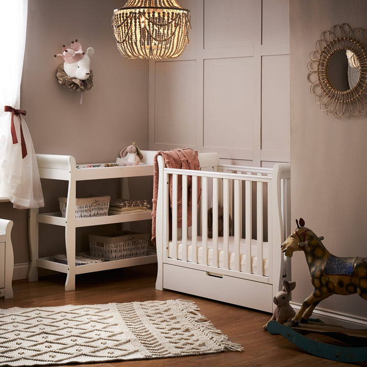 Obaby Stamford Space Saver Sleigh 2 Piece Room Set in White