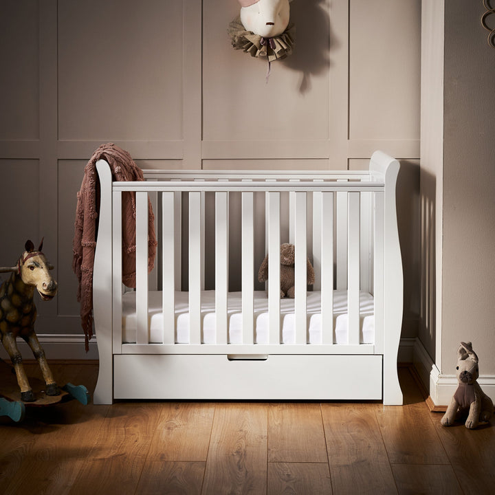 Obaby Stamford Space Saver Sleigh Cot in White