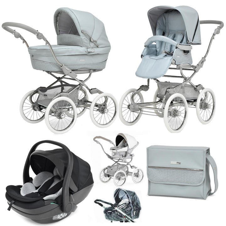 Bebecar Stylo Class+ Pram + New Aurea Car Seat Travel System + Raincover, FREE Changing Bag, Celestine