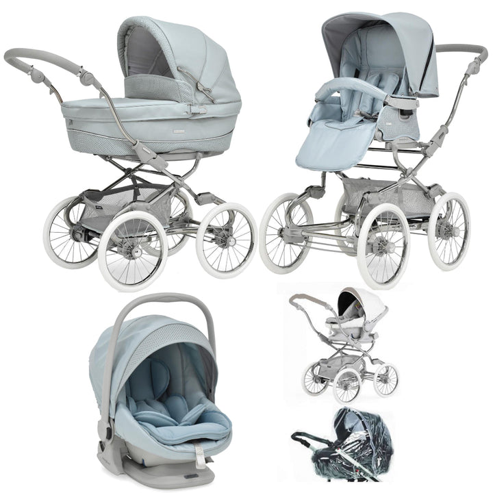 Bebecar Stylo Class+ Pram + Lie Flat Car Seat Travel System + Raincover + FREE Changing Bag, Celestine