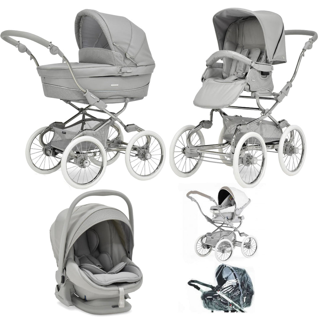Bebecar Stylo Class+ Pram + Lie Flat Car Seat Travel System + Raincover + FREE Changing Bag, Graphite