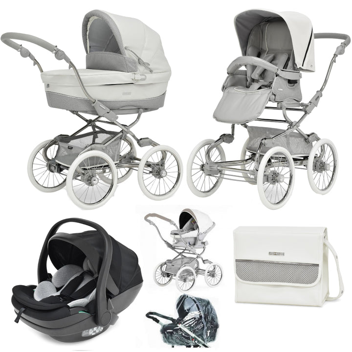 Bebecar Stylo Class+ Pram + New Aurea Car Seat Travel System + Raincover, FREE Changing Bag, Halo