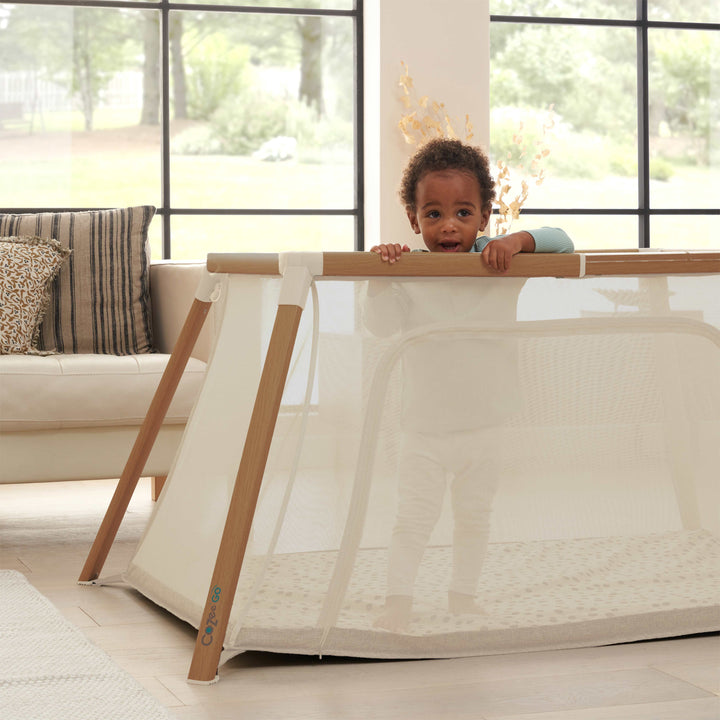 Tutti Bambini CoZee Go 3-in-1 Bassinet, Travel Cot & Playpen - Scandinavian Walnut/Ecru