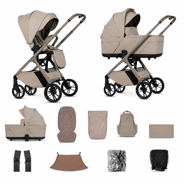 Venicci Tila - 2 in 1 Pram - 11 Piece Bundle, Latte complete bundle