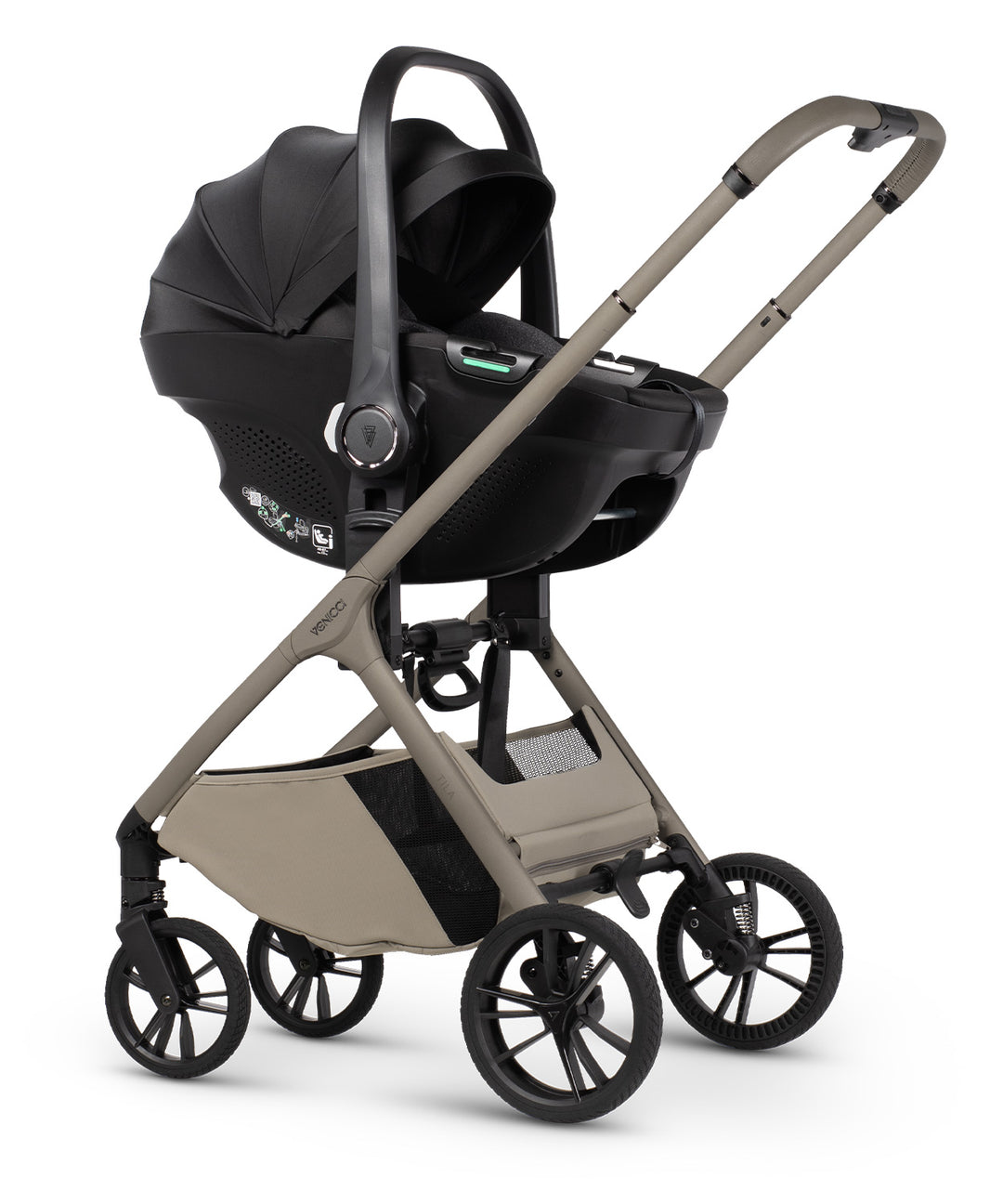 Venicci Tila Latte with Tiago Black car seat