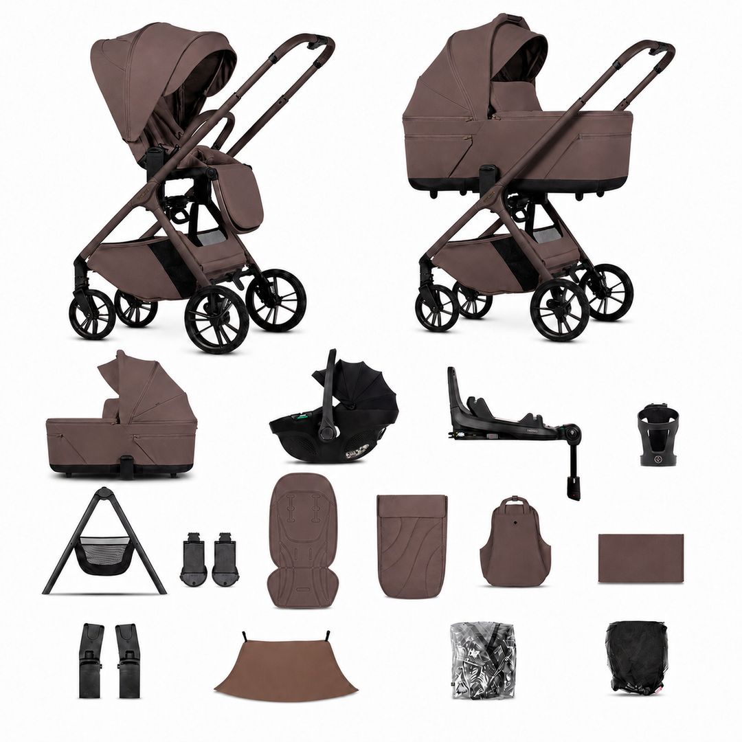 Venicci Tila - 3 in 1 + Base Ultimate Travel System Bundle - 16 Piece, Noce complete bundle