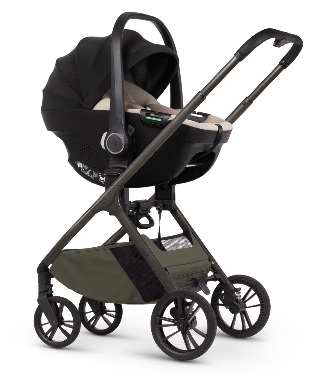Venicci Tila Olive with Tiago Beige car seat
