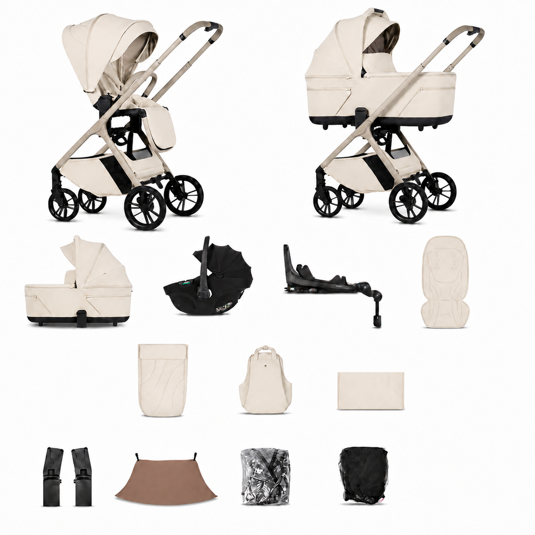 Venicci Tila - 3 in 1 + Base Complete Travel System Bundle, Sabbia complete bundle