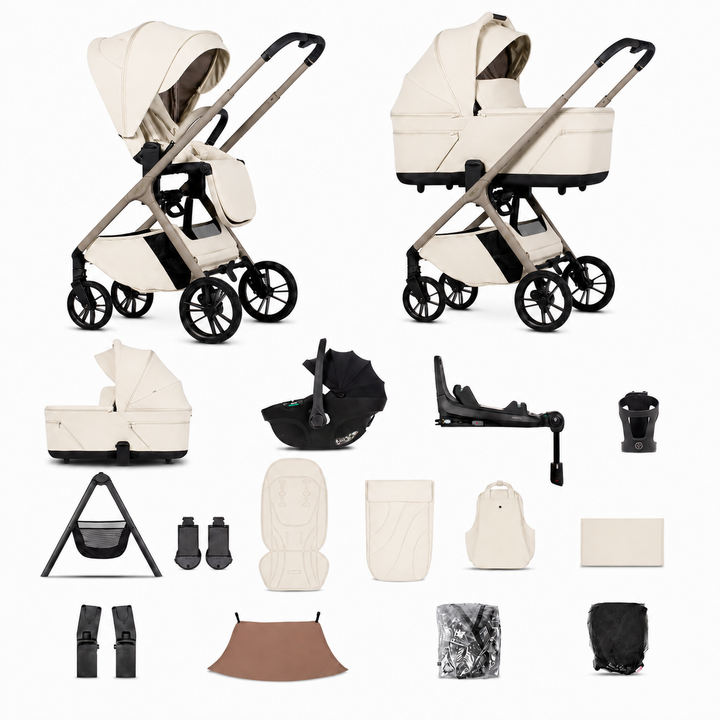 Venicci Tila - 3 in 1 + Base Ultimate Travel System Bundle - 16 Piece, Sabbia complete bundle