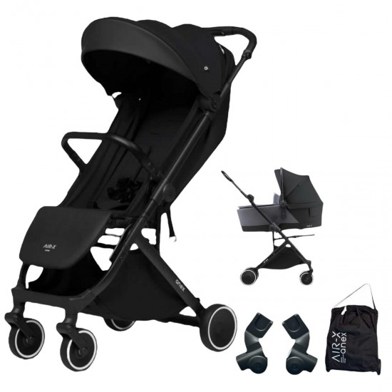 Anex Air-X Premium 4 Piece Compact Stroller Bundle, Black