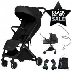 Anex Air-X Premium 4 Piece Compact Stroller Bundle, Black