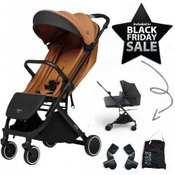 Anex Air-X Premium 4 Piece Compact Stroller Bundle, Toffee