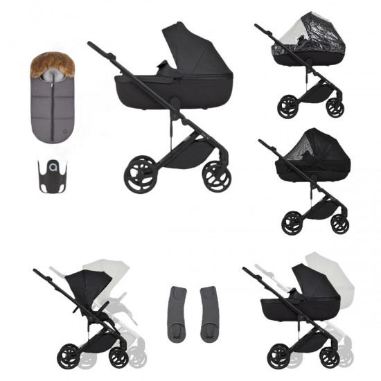 Anex Eli 2 in 1 Pram and Pushchair + Free Accessories, Midnight