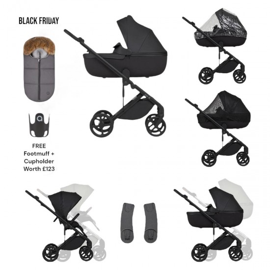 Anex Eli 2 in 1 Pram and Pushchair + Free Accessories, Midnight