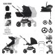 Anex IQ Premium 3 in 1 Aton B2 + Base Travel System + Free Accessories, Smokey Black