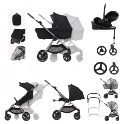 Anex IQ Premium 3 in 1 Cloud G Isofix Travel System + Free Accessories, Smokey Black