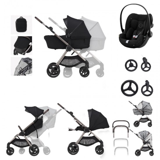 Anex IQ Premium 3 in 1 Cloud G Travel System + Free Accessories, Smokey Black