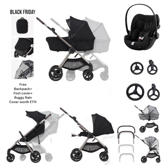 Anex IQ Premium 3 in 1 Cloud G Travel System + Free Accessories, Smokey Black