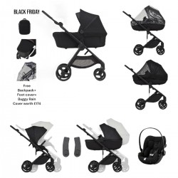 Anex IQ Basic 3 in 1 Cloud G Travel System + Free Accessories, Nyx Black