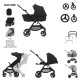 Anex IQ Basic 2 in 1 Pram Plus Lightweight Buggy + Free Accessories, Nyx Black