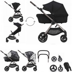 Anex IQ Premium 2 in 1 Pram Plus Lightweight Buggy, Smokey Black