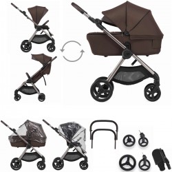 Anex IQ Premium 2 in 1 Pram Plus Lightweight Buggy, Teddy Brown