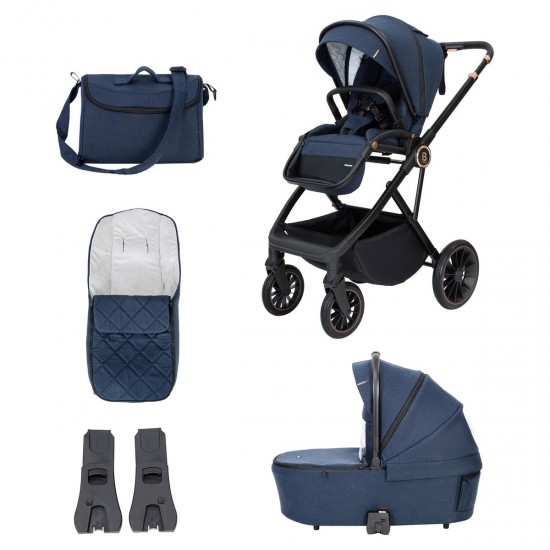 Babymore Chia Pram & Pushchair Bundle, Midnight Blue