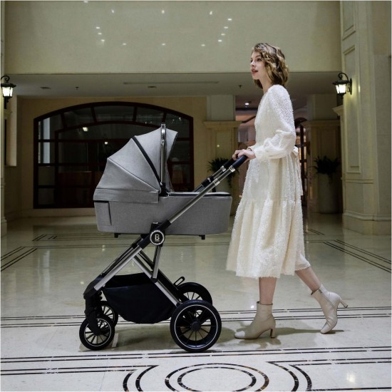 Babymore Chia Pram & Pushchair Bundle, Pearl Grey