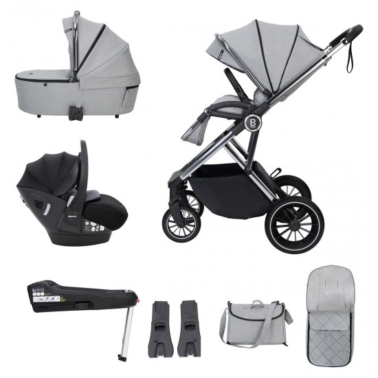 Babymore Chia Pecan Isofix Travel System Bundle, Pearl Grey