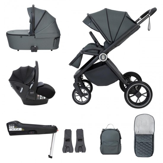 Babymore Kai Pecan Isofix Travel System Bundle, Forest Grey