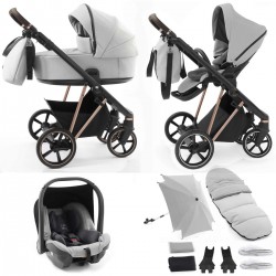 Babystyle Prestige Vogue 12 Piece Travel System Bundle, Black/Gold/Flint