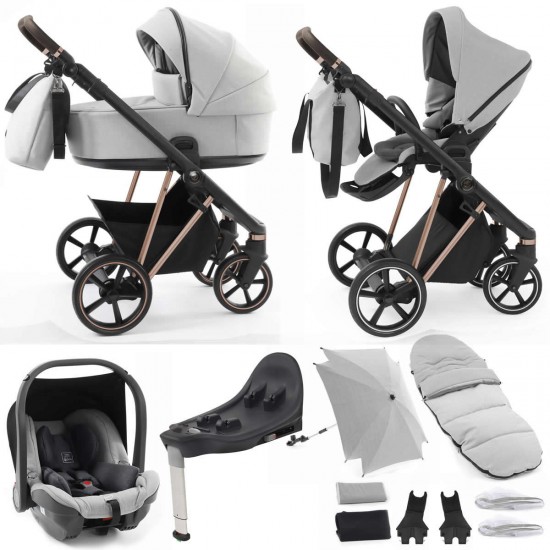 Babystyle Prestige Vogue 13 Piece Isofix Travel System Bundle, Black/Gold/Flint