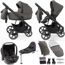 Babystyle Prestige Vogue 13 Piece Isofix Travel System Bundle, Black/Mountain