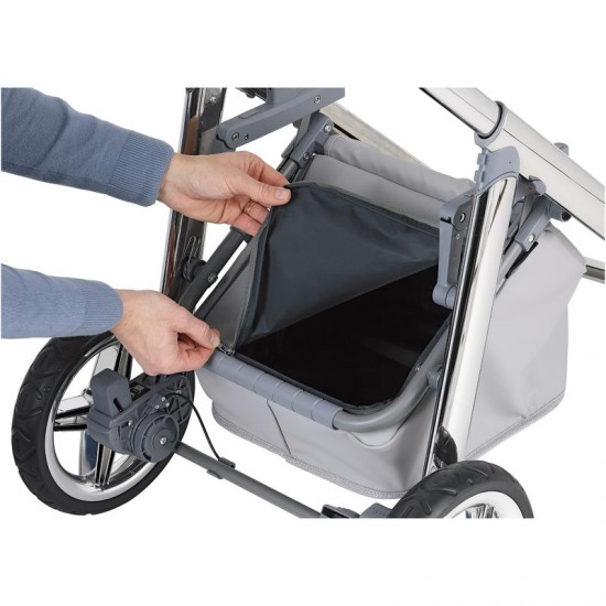 Bebecar Prive Via+ Duo 2 in 1 Pram + Raincover & LA3 Safety Kit, Grey Shimmer