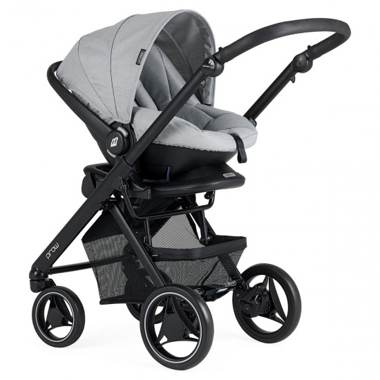 Bebecar Pack Prow+ Travel System + Car Seat, Raincover, Light Grey/Black