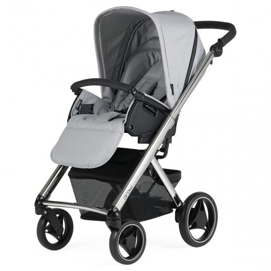 Bebecar Pack Prow+ Travel System + Car Seat, Raincover, Light Grey/Chrome